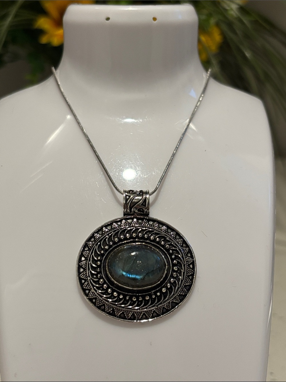 Sterling Silver Labradorite Gemstone Pendant Necklace